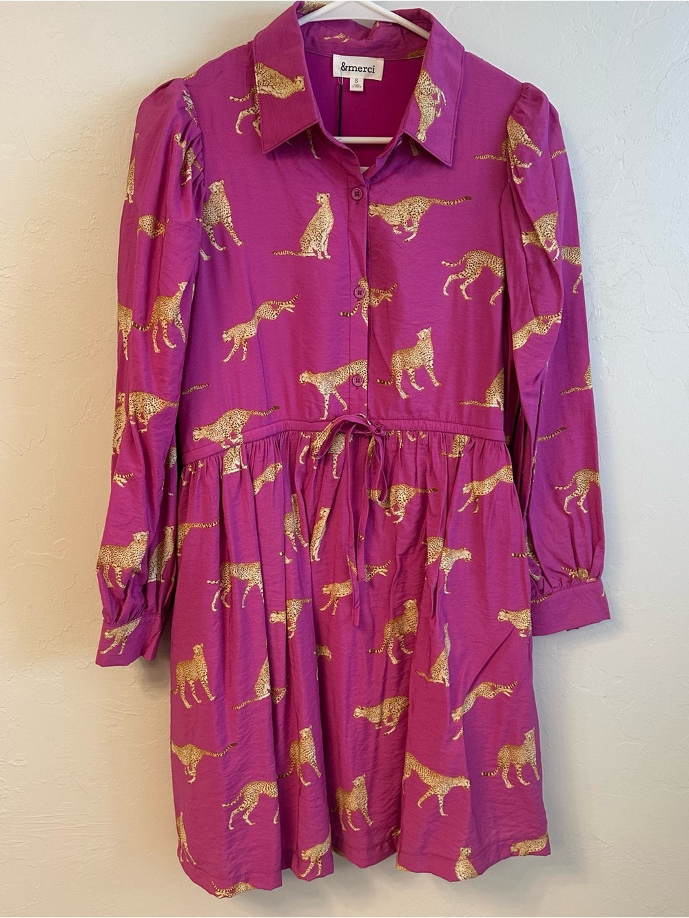 &merci Fuchsia Shirt Dress with Cheetahs